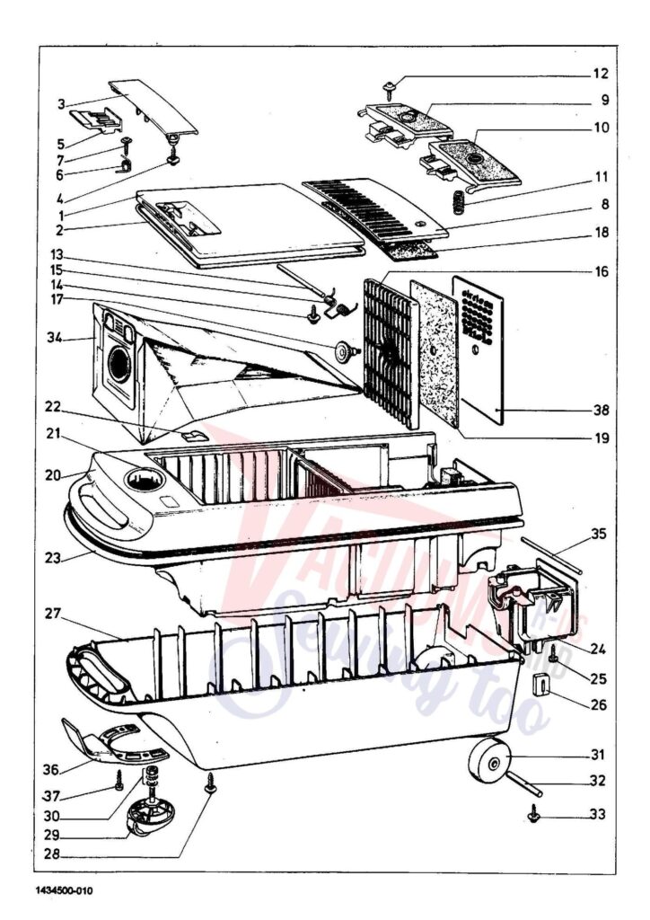 Miele S221 exploded schematic diagram (page 1)