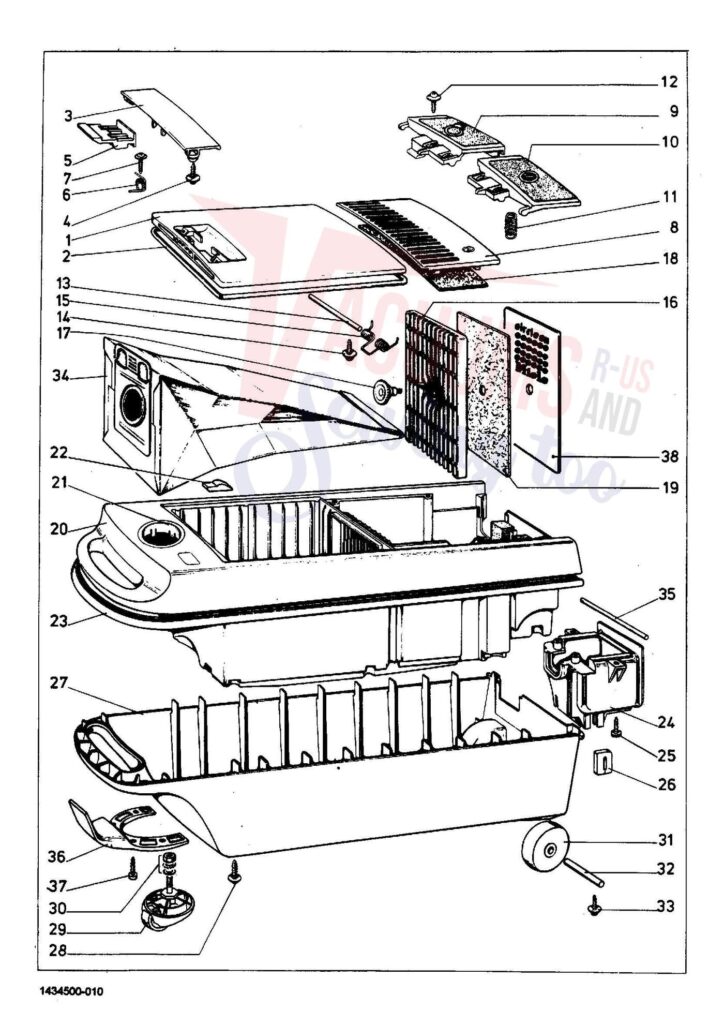 Miele S218 exploded schematic diagram (page 1)