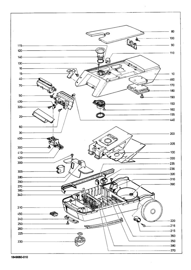 Miele S240I exploded schematic diagram (page 1)