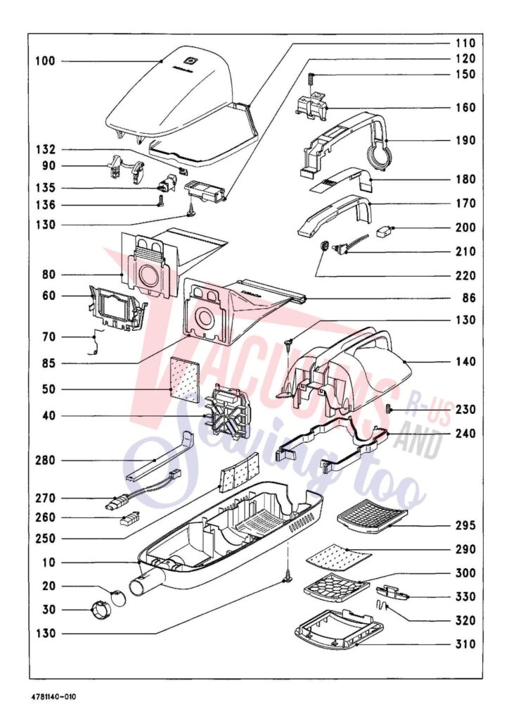 Miele S157 exploded schematic diagram (page 1)
