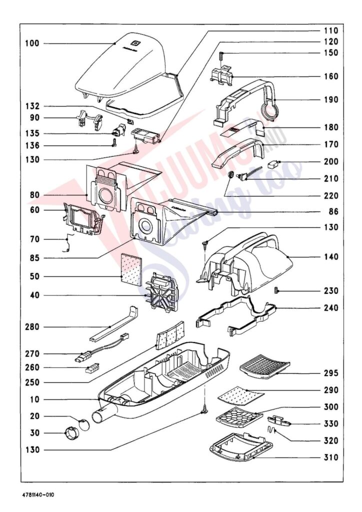 Miele S148 exploded schematic diagram (page 1)