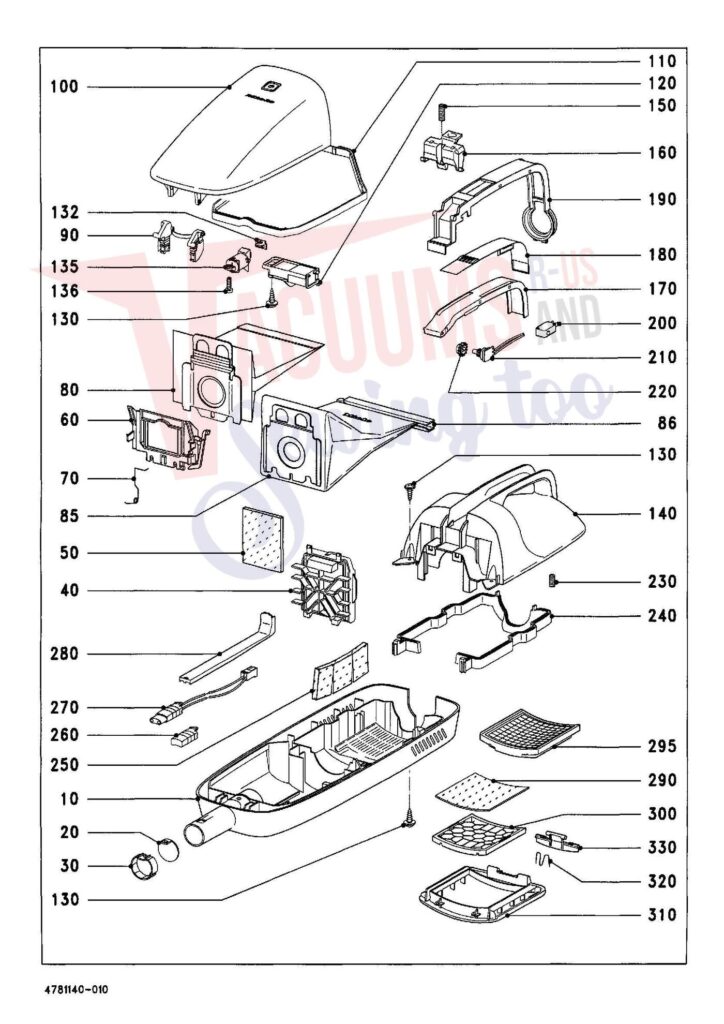Miele S144 exploded schematic diagram (page 1)