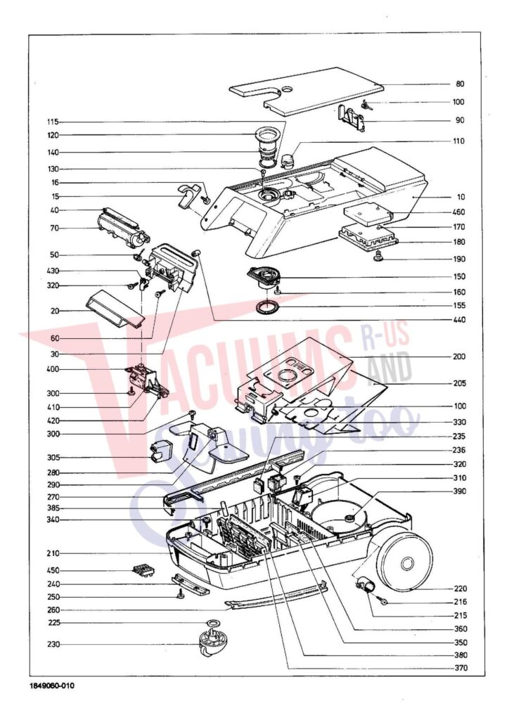 Miele S238I exploded schematic diagram (page 1)