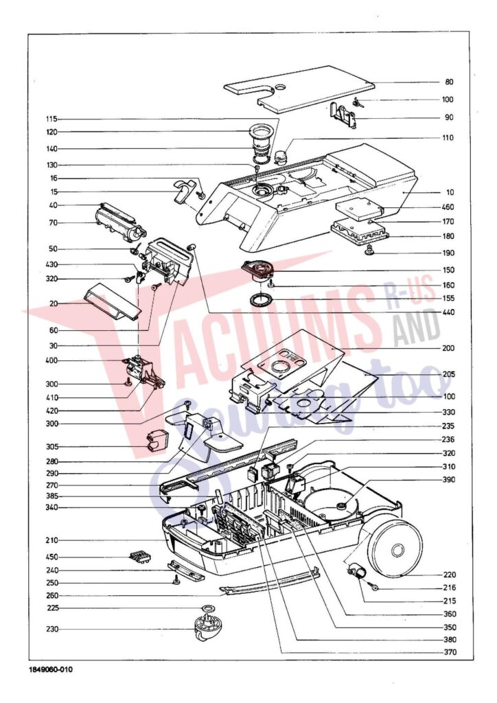 Miele S236I exploded schematic diagram (page 1)