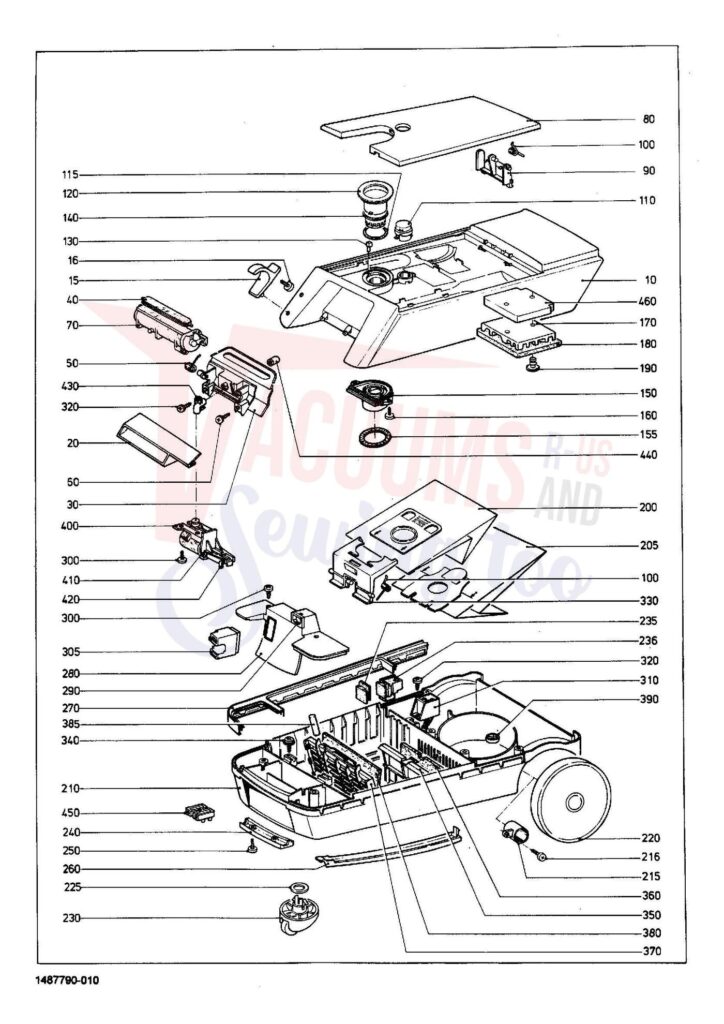 Miele S232I exploded schematic diagram (page 1)