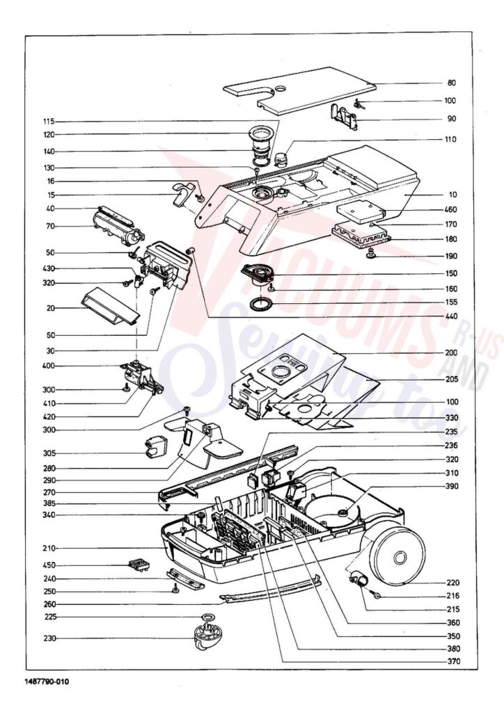 Miele S228I exploded schematic diagram (page 1)