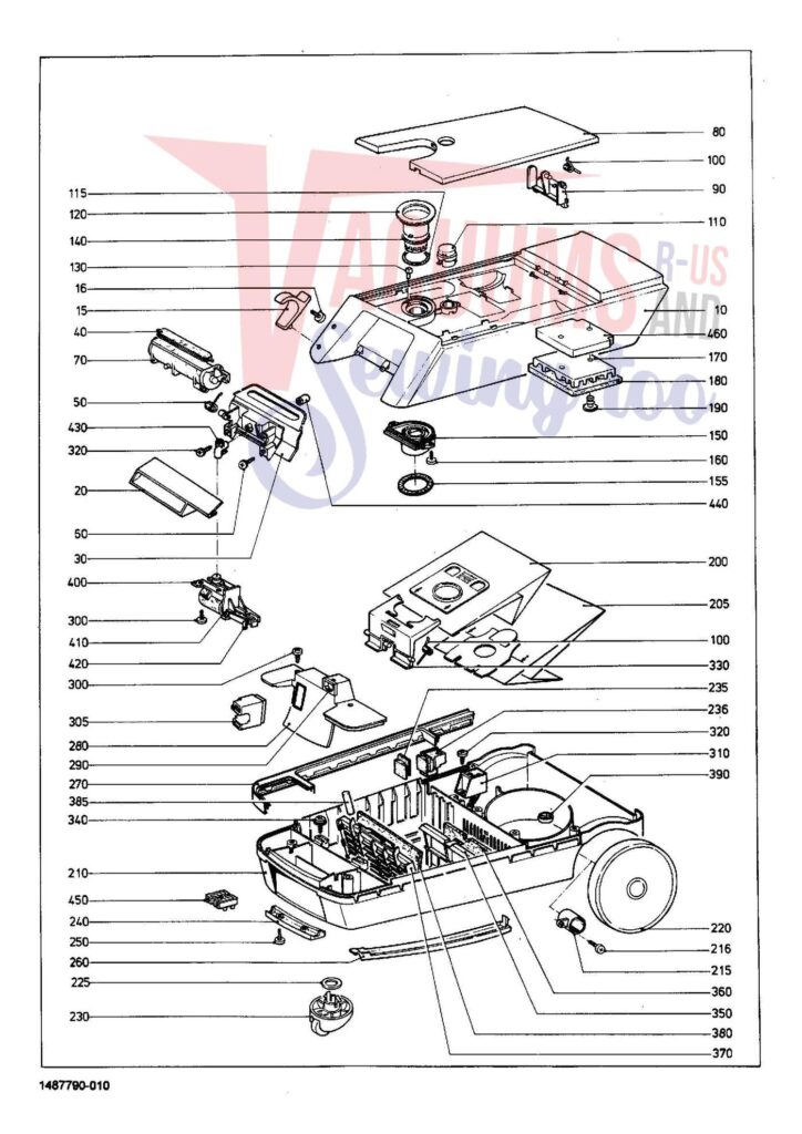Miele S227I exploded schematic diagram (page 1)