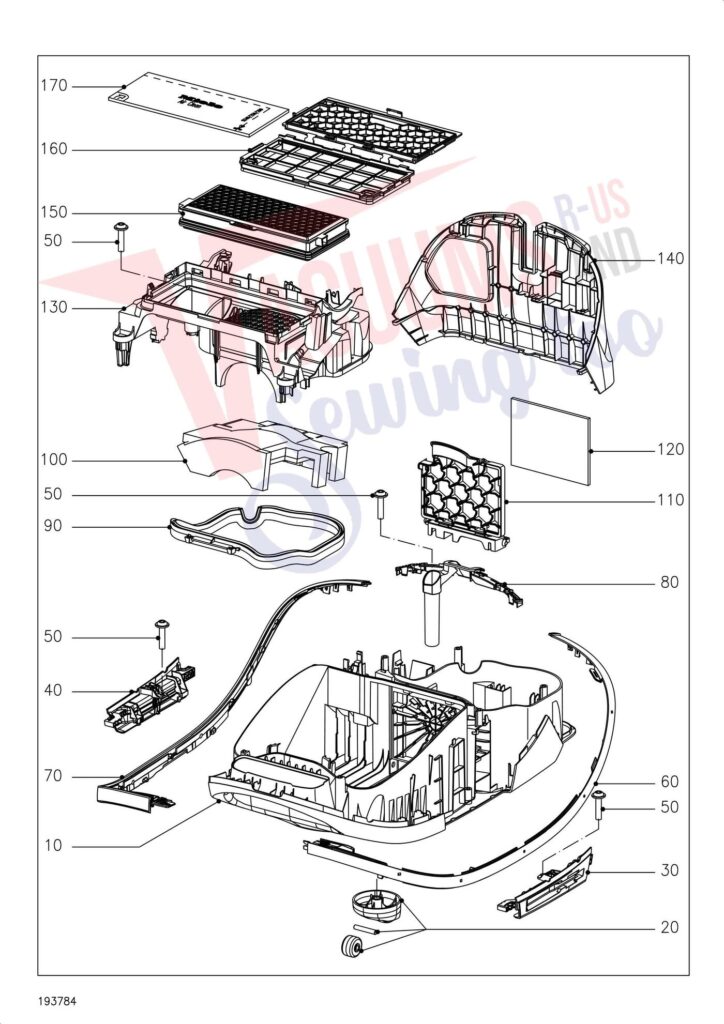 Miele SVWF6 exploded schematic diagram (page 1)