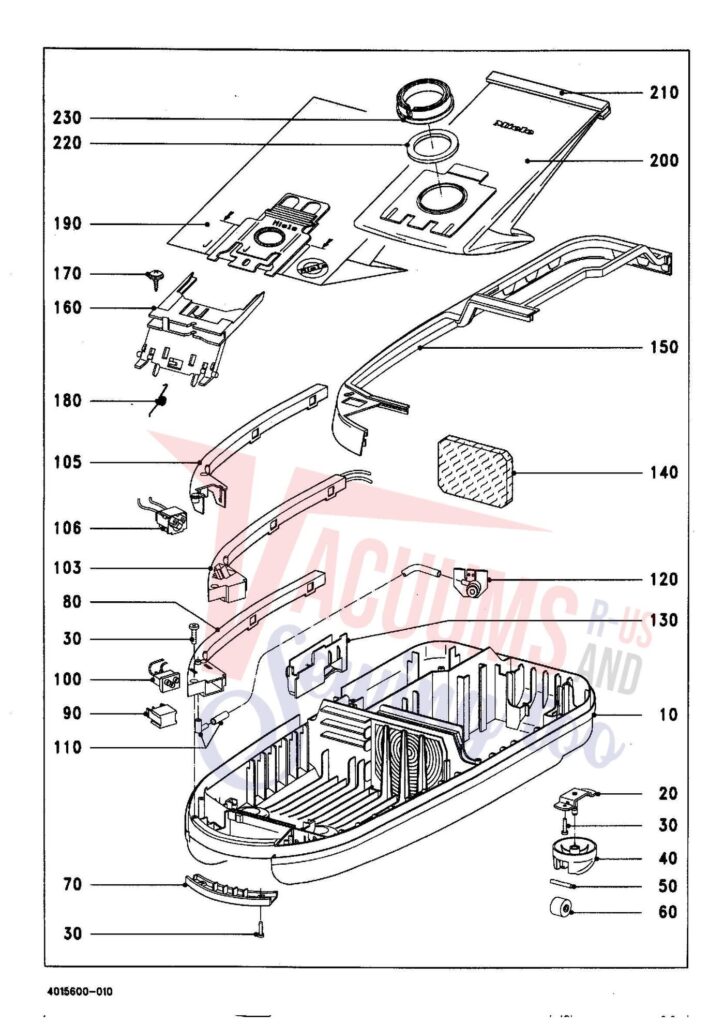 Miele S447I exploded schematic diagram (page 1)