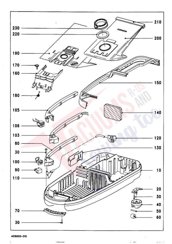 Miele S444I exploded schematic diagram (page 1)