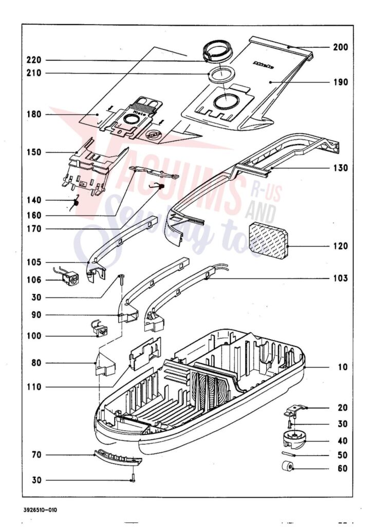 Miele S411I exploded schematic diagram (page 1)