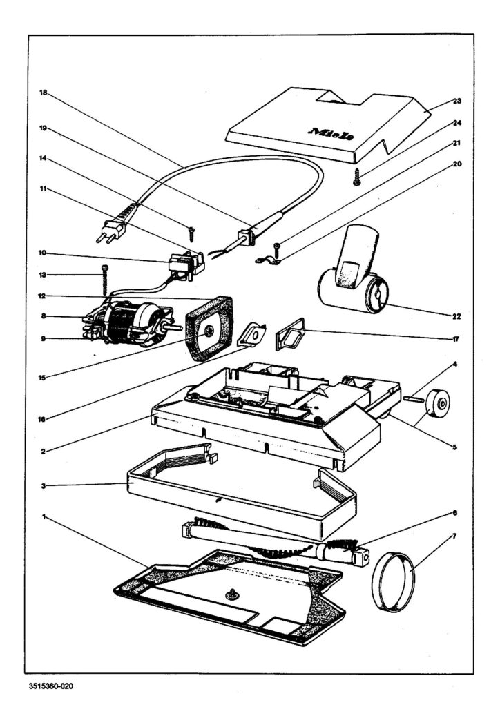 Miele S012-1 exploded schematic diagram (page 1)