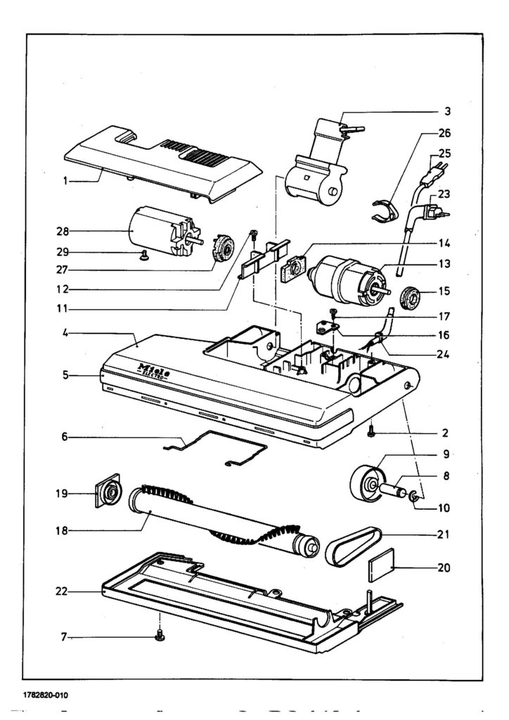 Miele S025 exploded schematic diagram (page 1)