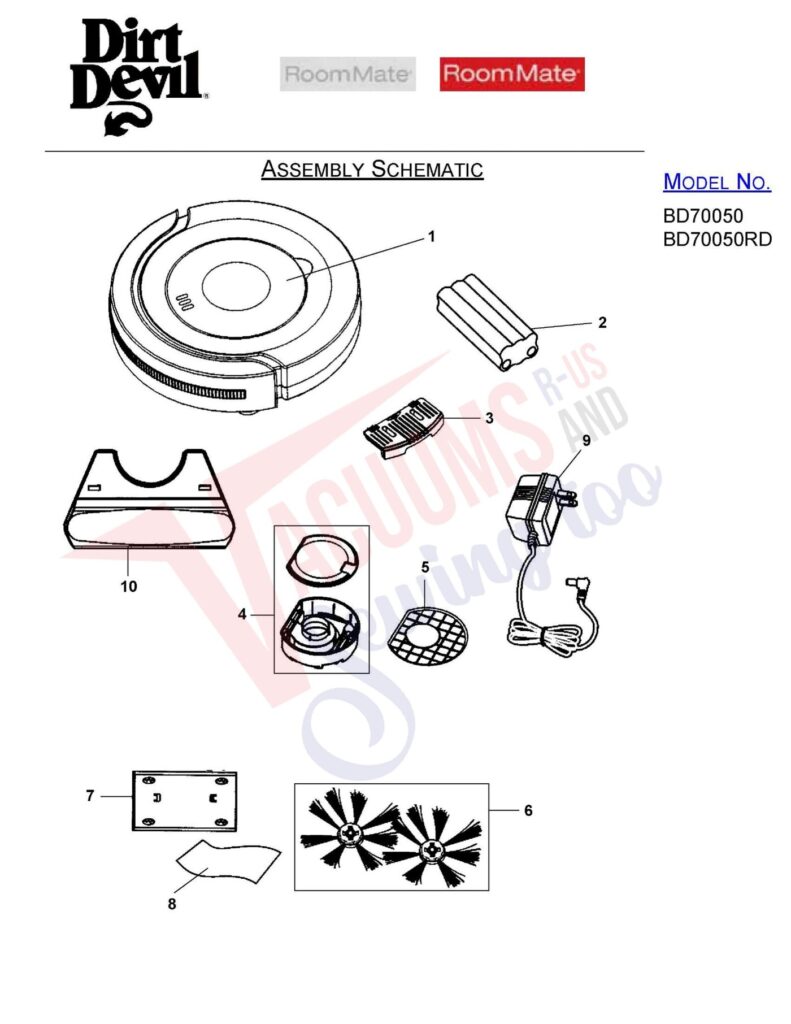 Dirt Devil BD70050 exploded schematic diagram (page 1)