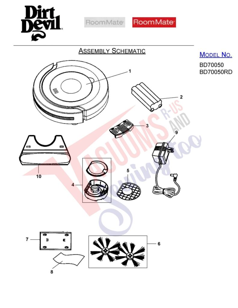 Dirt Devil BD70050 exploded schematic diagram (page 1)