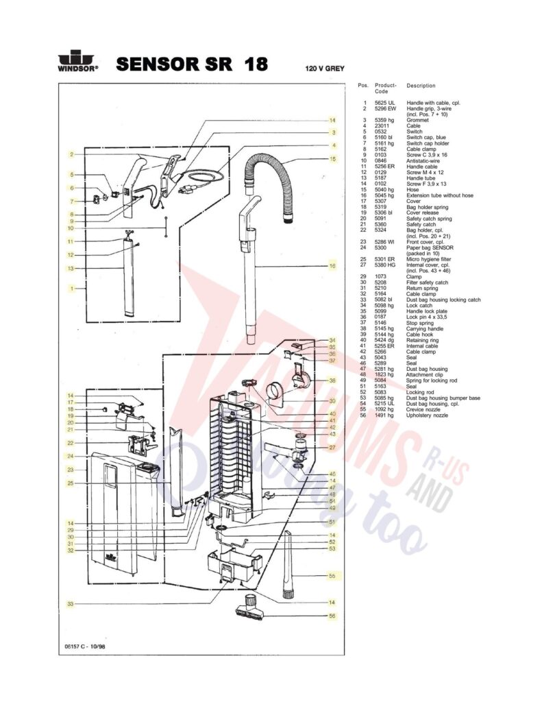 Windsor SR18 exploded schematic diagram (page 2)