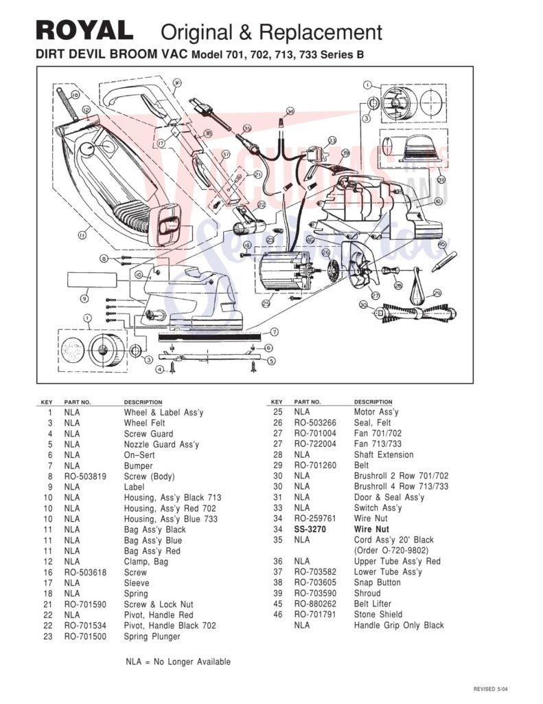 Dirt Devil 701 exploded schematic diagram (page 1)