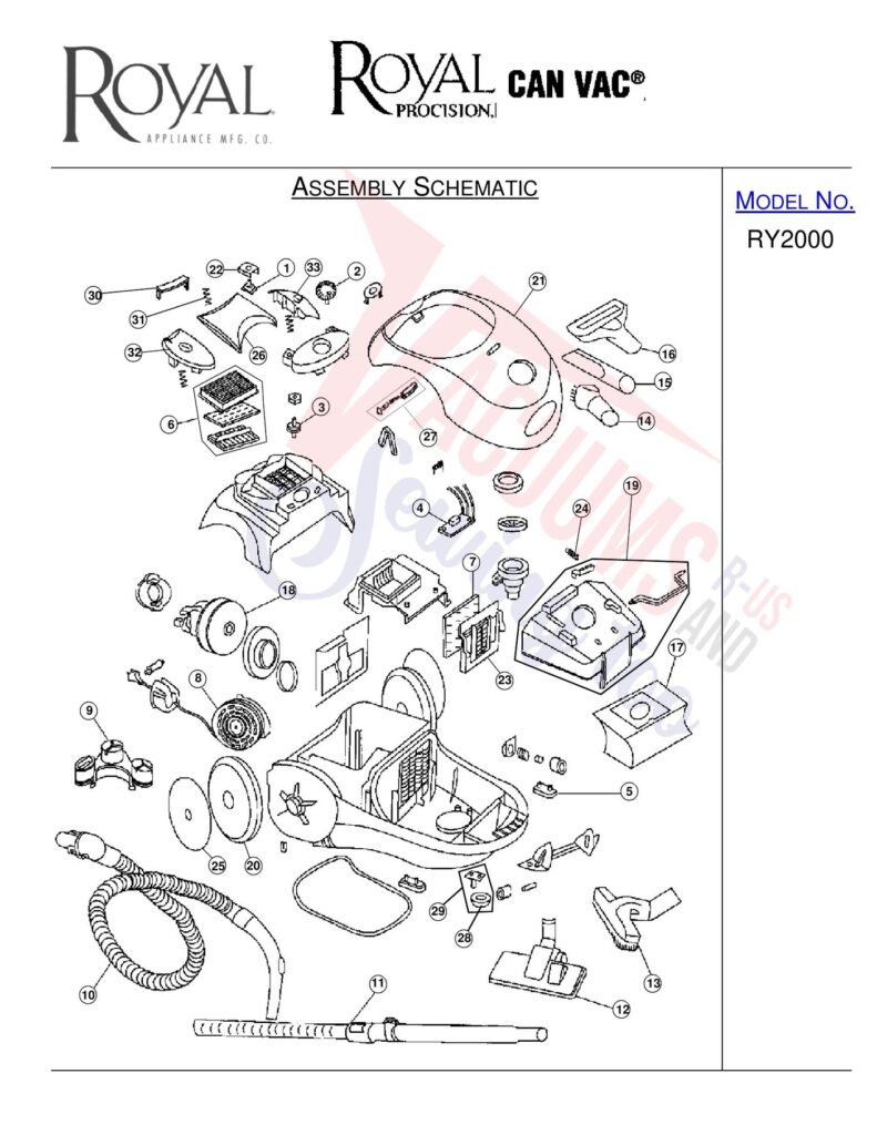 Royal RY2000 exploded schematic diagram (page 1)