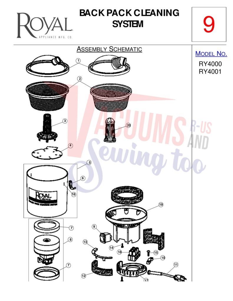Royal RY4000 exploded schematic diagram (page 1)