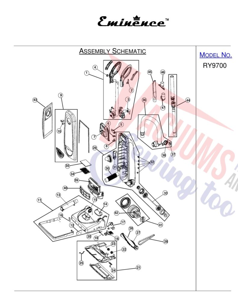 Royal RY9700 exploded schematic diagram (page 1)