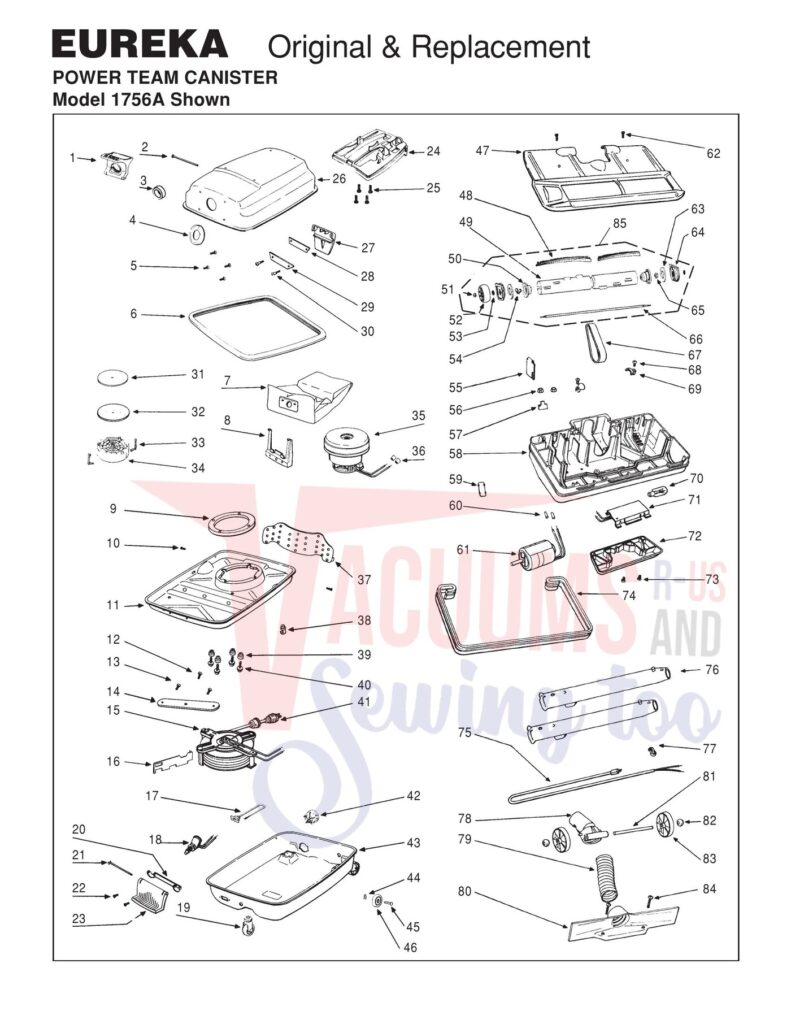 Eureka 1756A exploded schematic diagram (page 1)