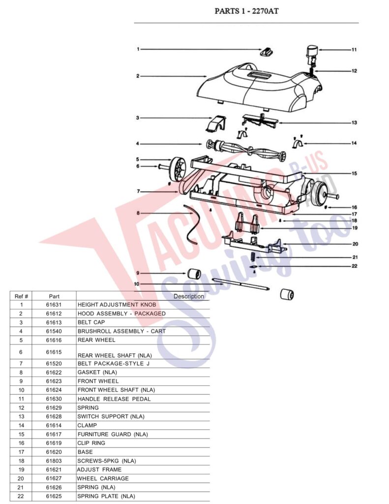 Eureka 2270AT exploded schematic diagram (page 1)