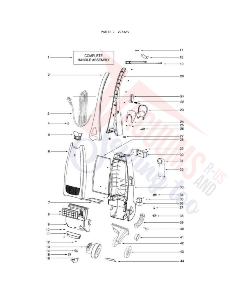 Eureka 2273AV exploded schematic diagram (page 1)