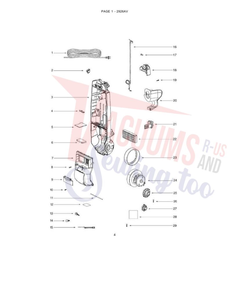 Eureka 2926AV exploded schematic diagram (page 3)