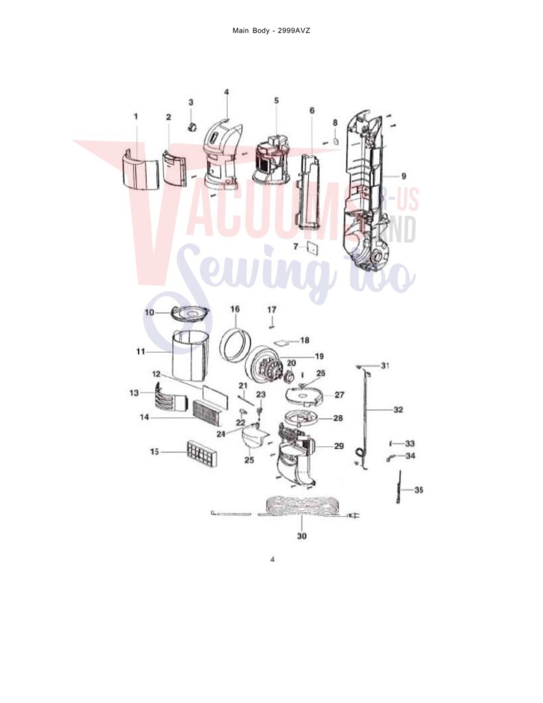 Eureka 2999AVZ exploded schematic diagram (page 1)
