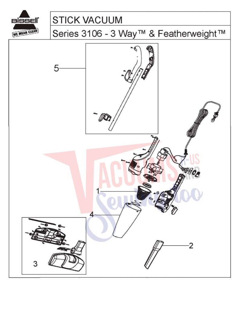 Bissell 3106 exploded schematic diagram (page 1)
