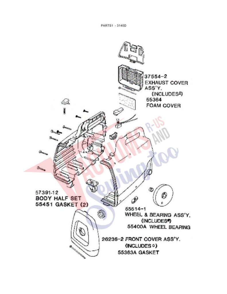 Eureka 3140D exploded schematic diagram (page 1)