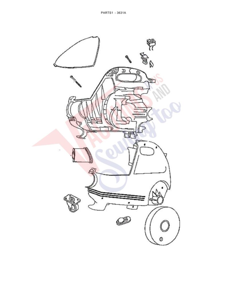 Eureka 3631A exploded schematic diagram (page 1)