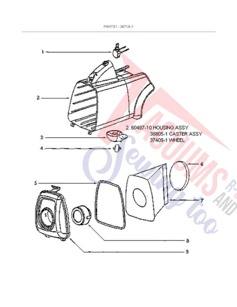 Eureka 3671A-1 exploded schematic diagram (page 1)