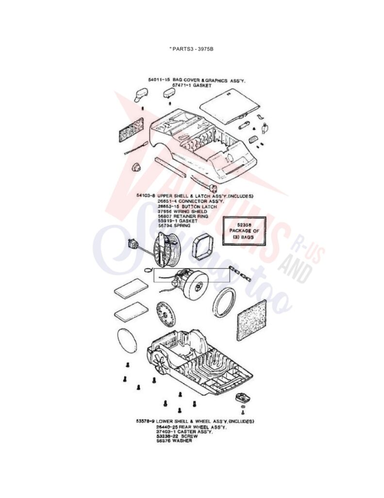 Eureka 3975B exploded schematic diagram (page 1)