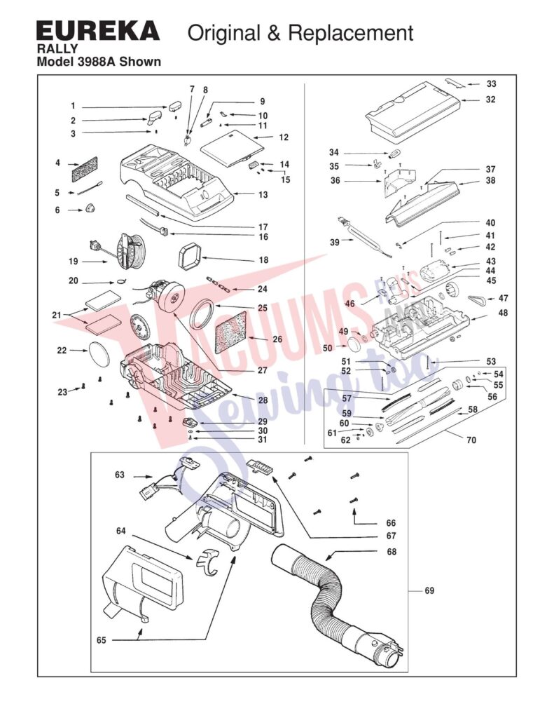 Eureka 3988A exploded schematic diagram (page 1)