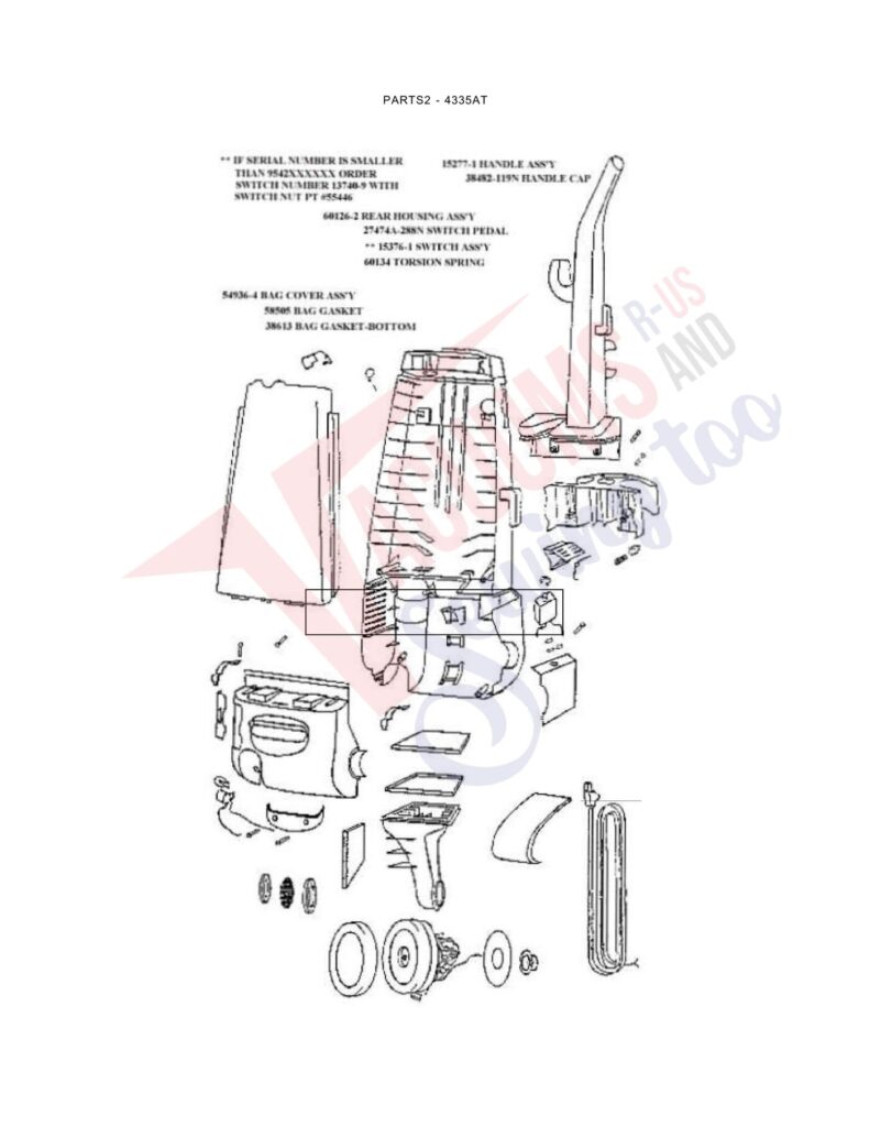 Eureka 4335AT exploded schematic diagram (page 1)