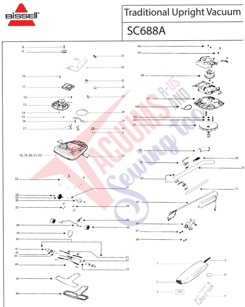 Bissell sc668a exploded schematic diagram (page 1)