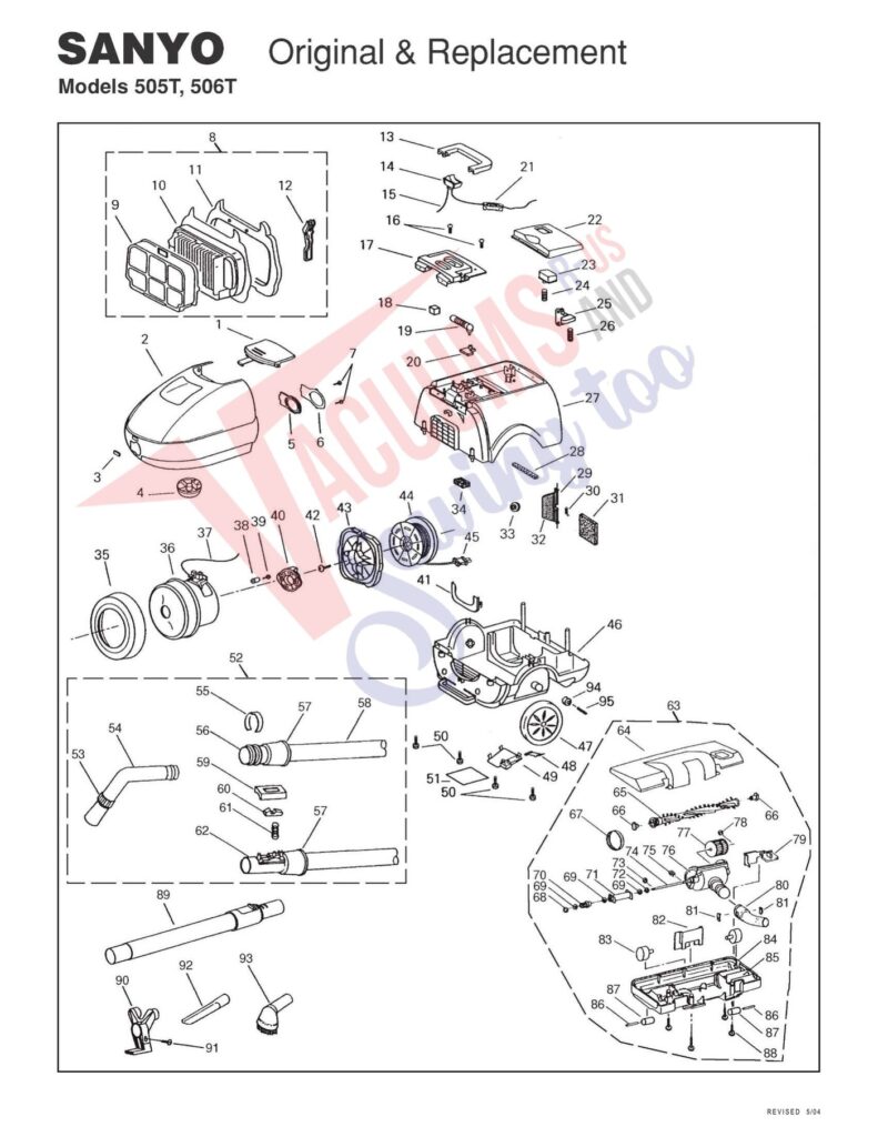 Sanyo 505T exploded schematic diagram (page 1)