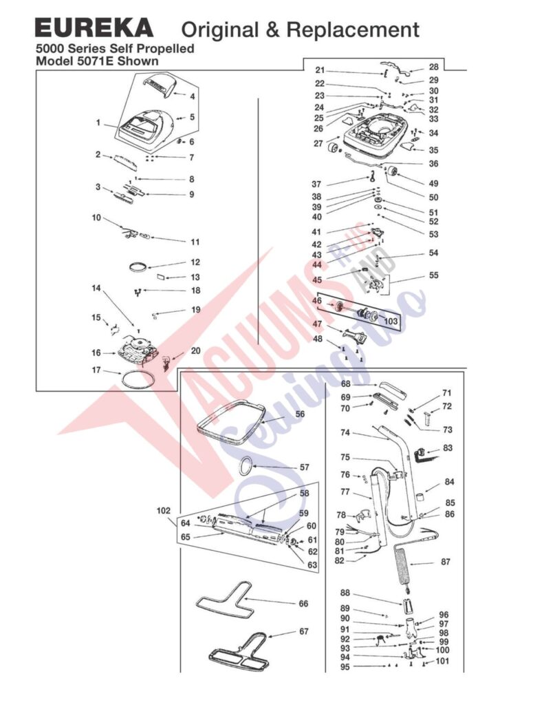 Eureka 5071E exploded schematic diagram (page 1)