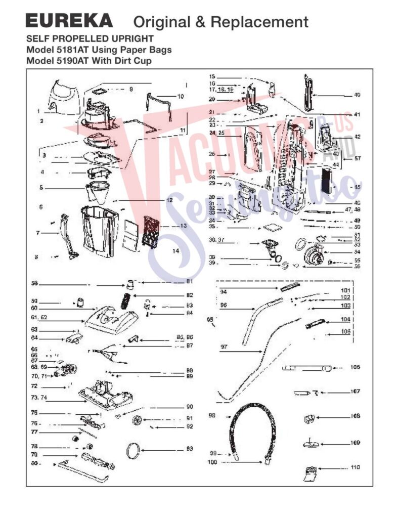 Eureka 5181AT exploded schematic diagram (page 1)