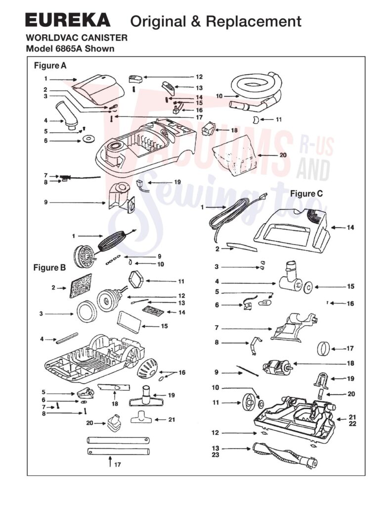 Eureka 6865A exploded schematic diagram (page 1)