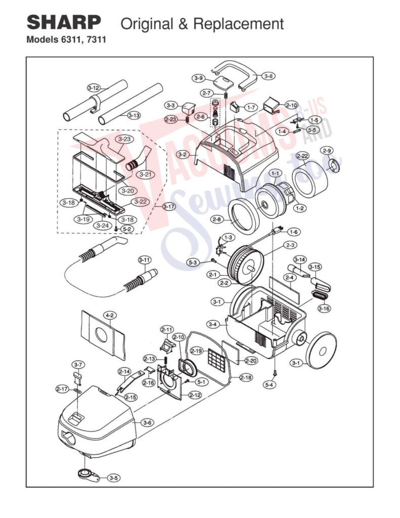 Sharp 6311 exploded schematic diagram (page 1)