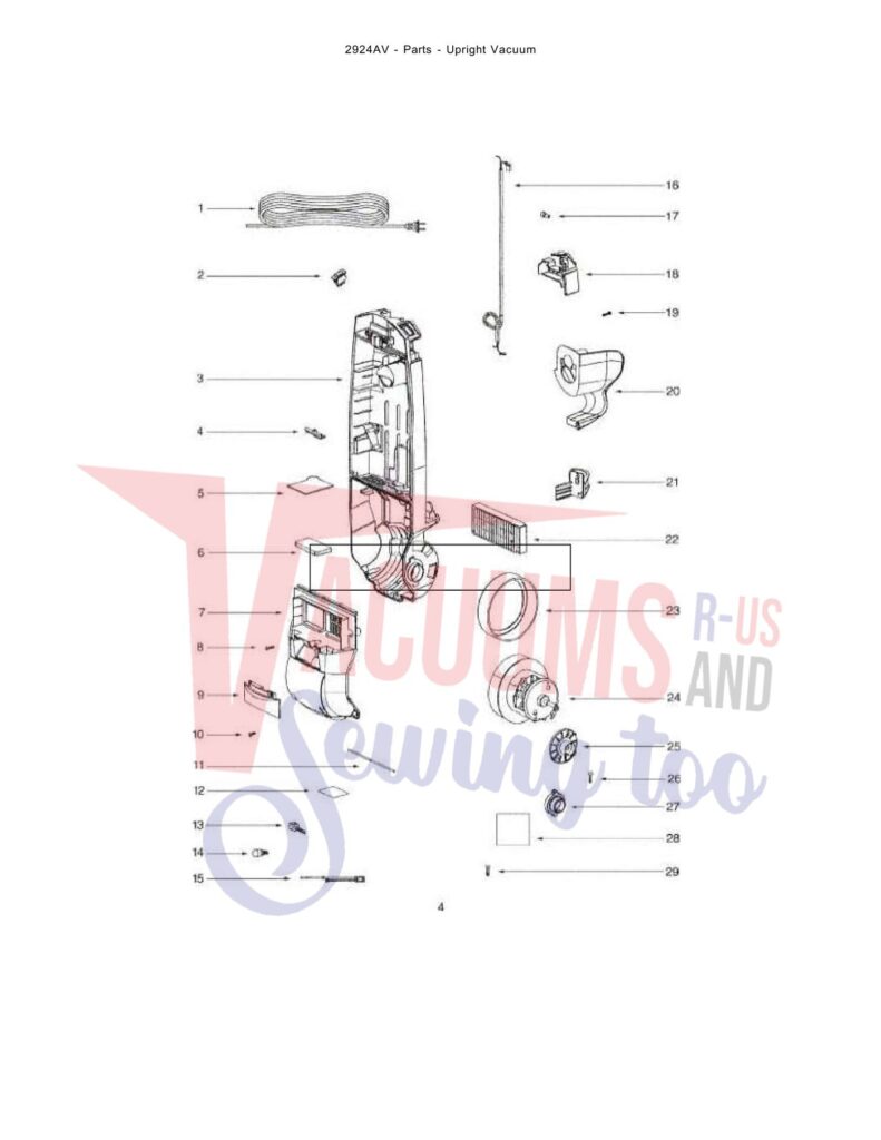 Eureka 2924AV exploded schematic diagram (page 1)