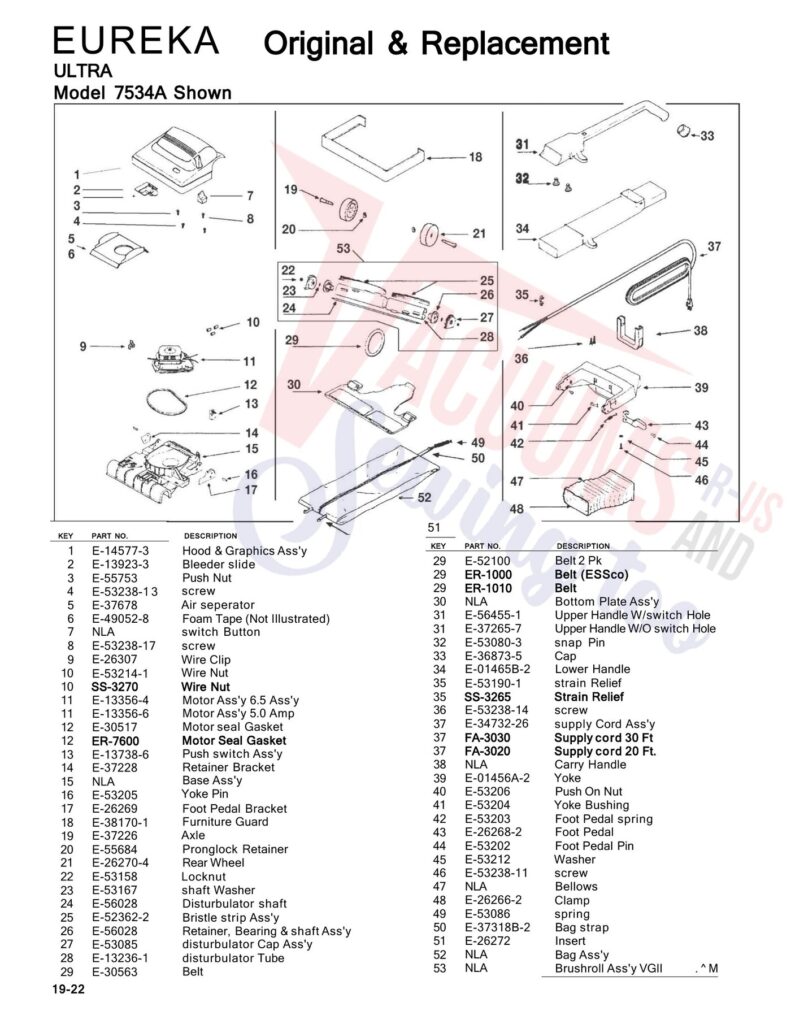 Eureka 7534A exploded schematic diagram (page 1)