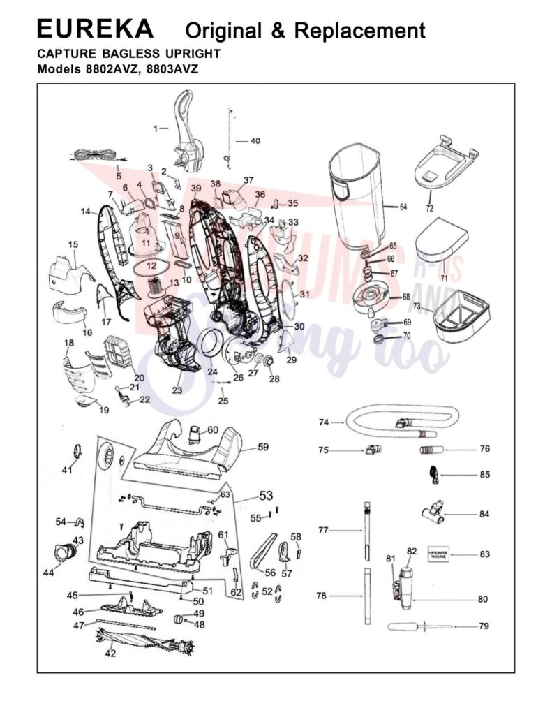 Eureka 8802AVZ exploded schematic diagram (page 1)
