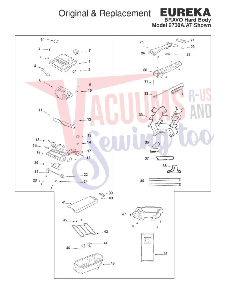 Eureka 9730A exploded schematic diagram (page 1)