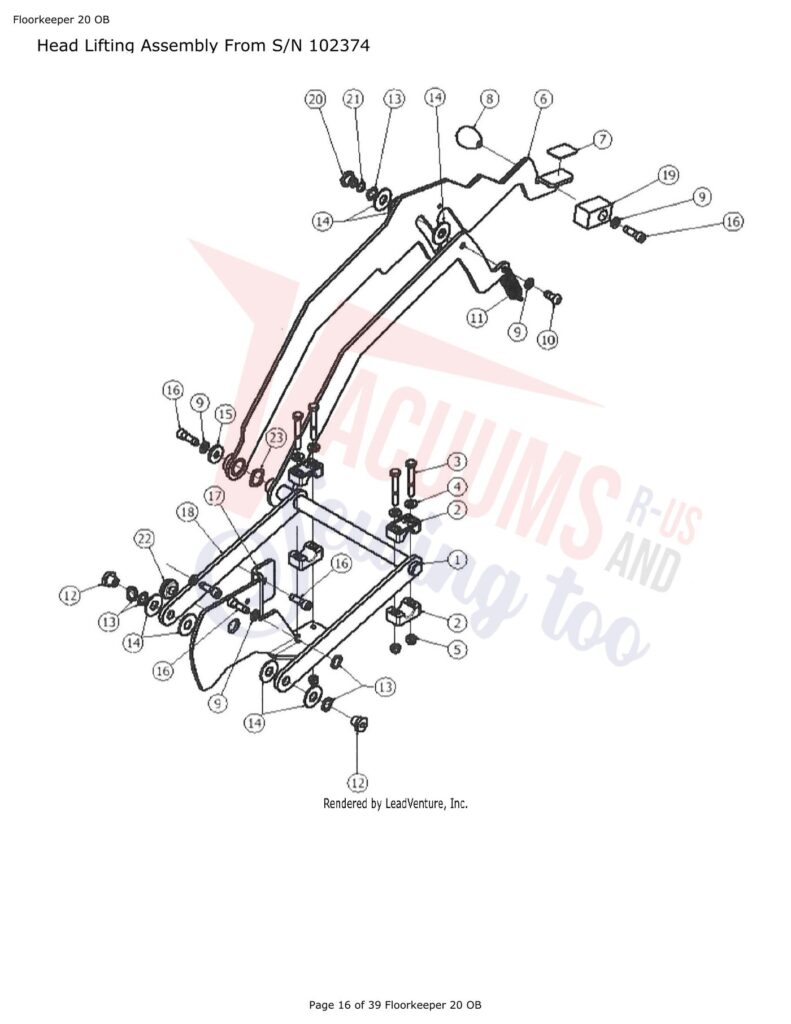 Tornado Floorkeeper 20 exploded schematic diagram (page 14)