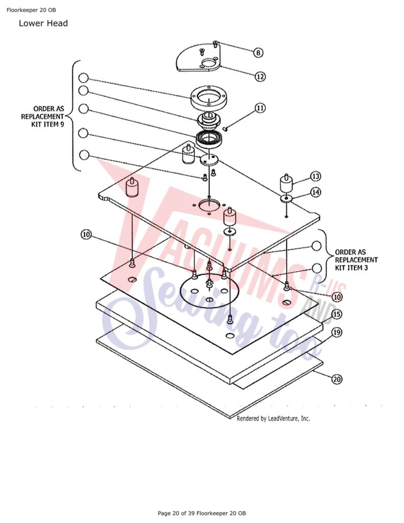Tornado Floorkeeper 20 exploded schematic diagram (page 16)