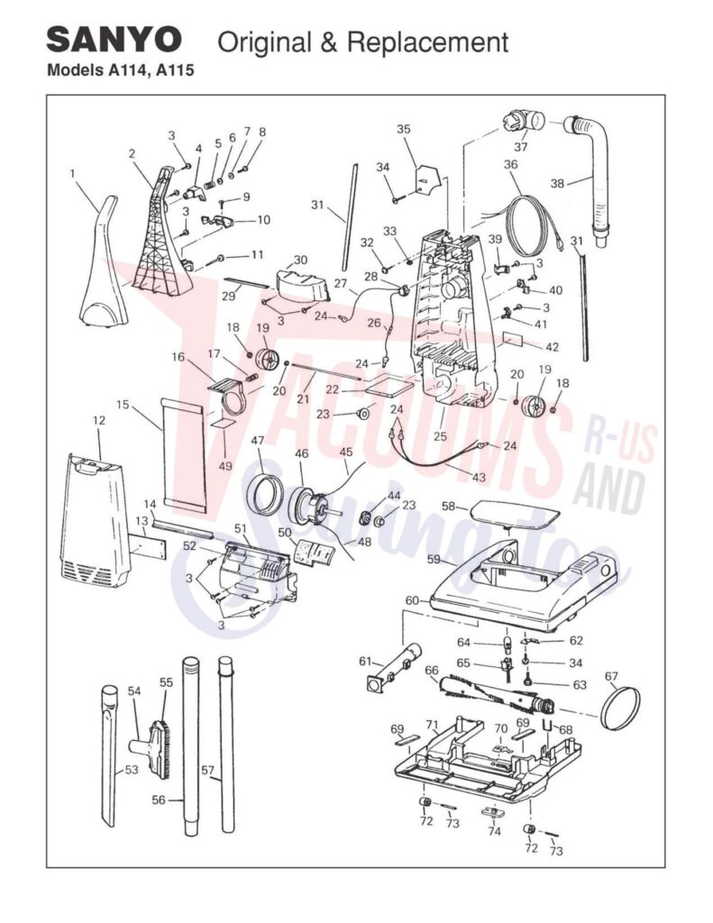 Sanyo A114 exploded schematic diagram (page 1)