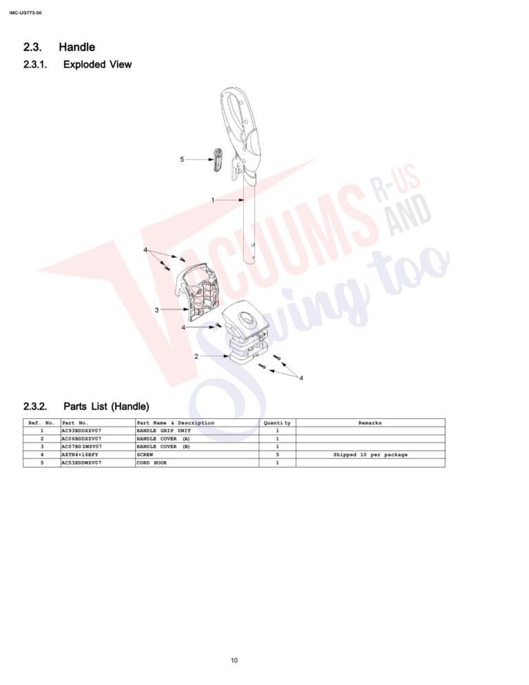 Panasonic MC-UG773 schematic page 3 preview